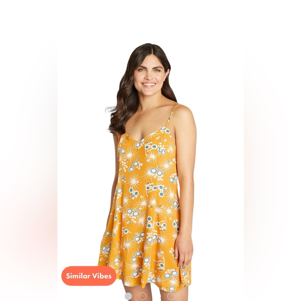 ModCloth On Cloud Nineties Yellow Printed Shift Mini Dress NWT Size Large